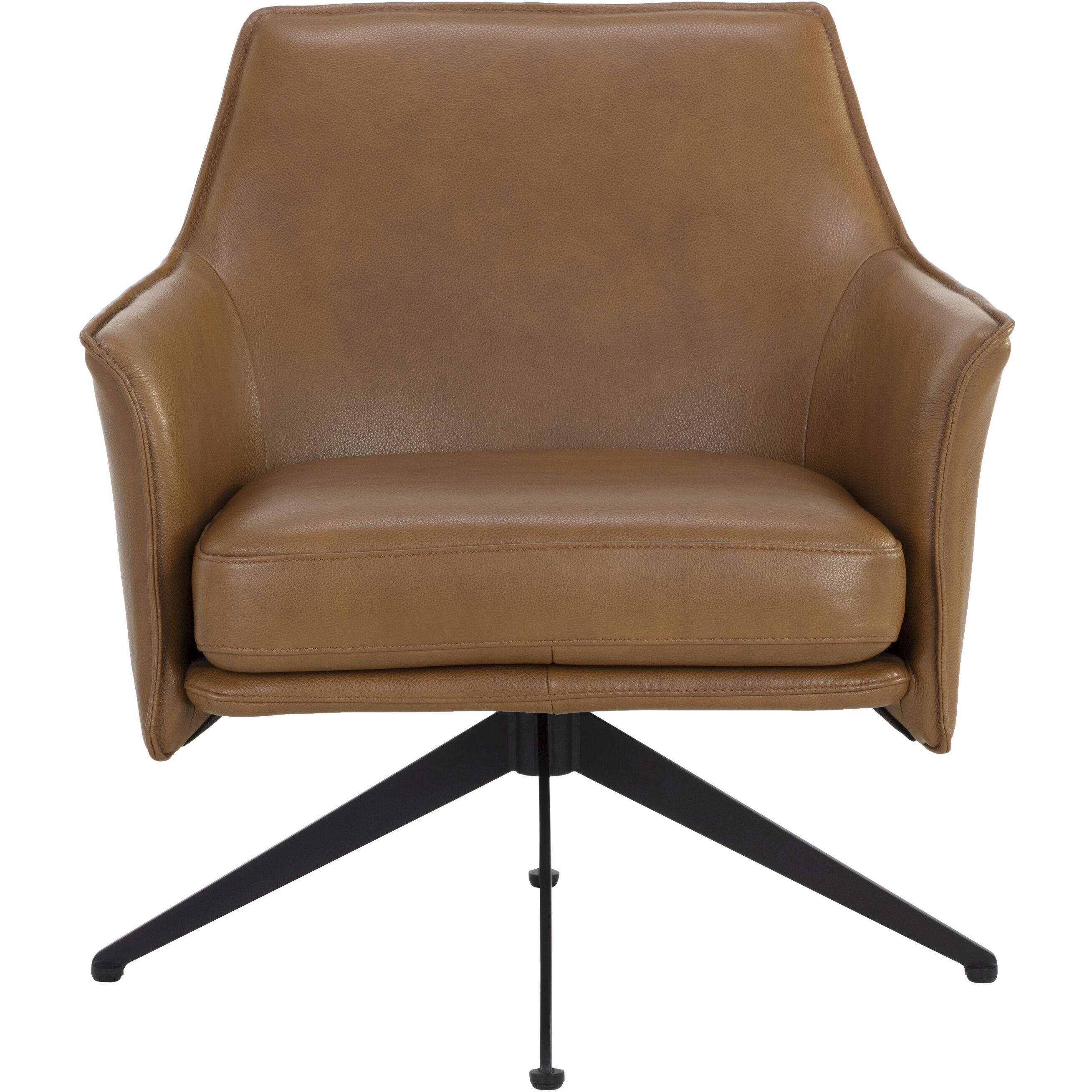 Crosby Missouri Cognac Leather Swivel Lounge Chair, Swivel